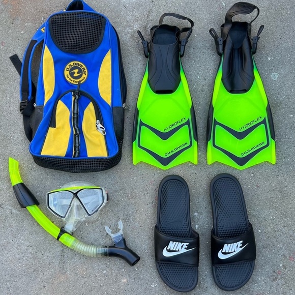 US DIVERS HYDROFLEX SNORKEL MASK FINS GEARBAG SNORKELING MOUTHPIECE MESH BAG MEN - Picture 2 of 8